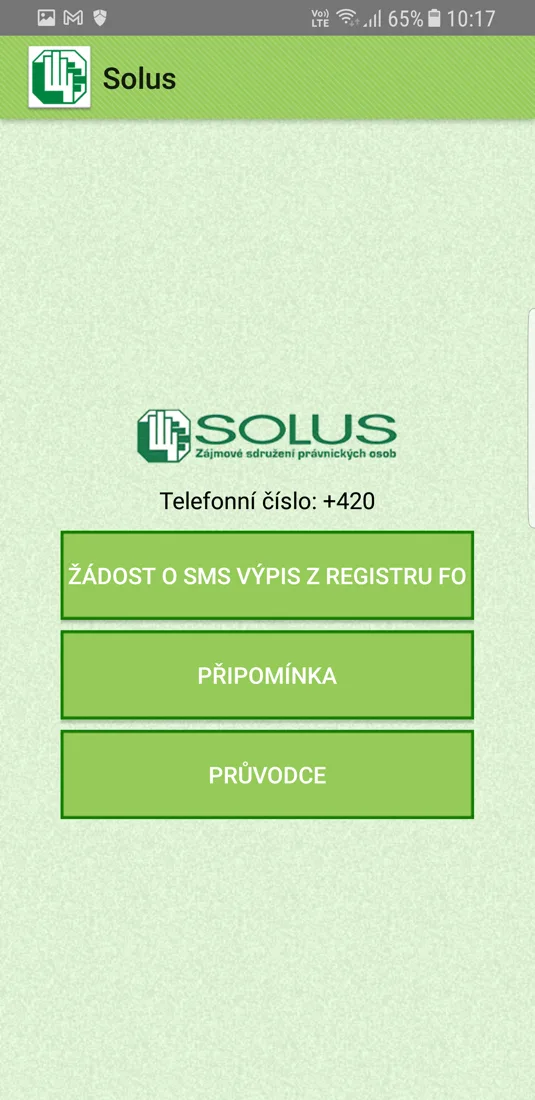 Zadání telefonního čísla